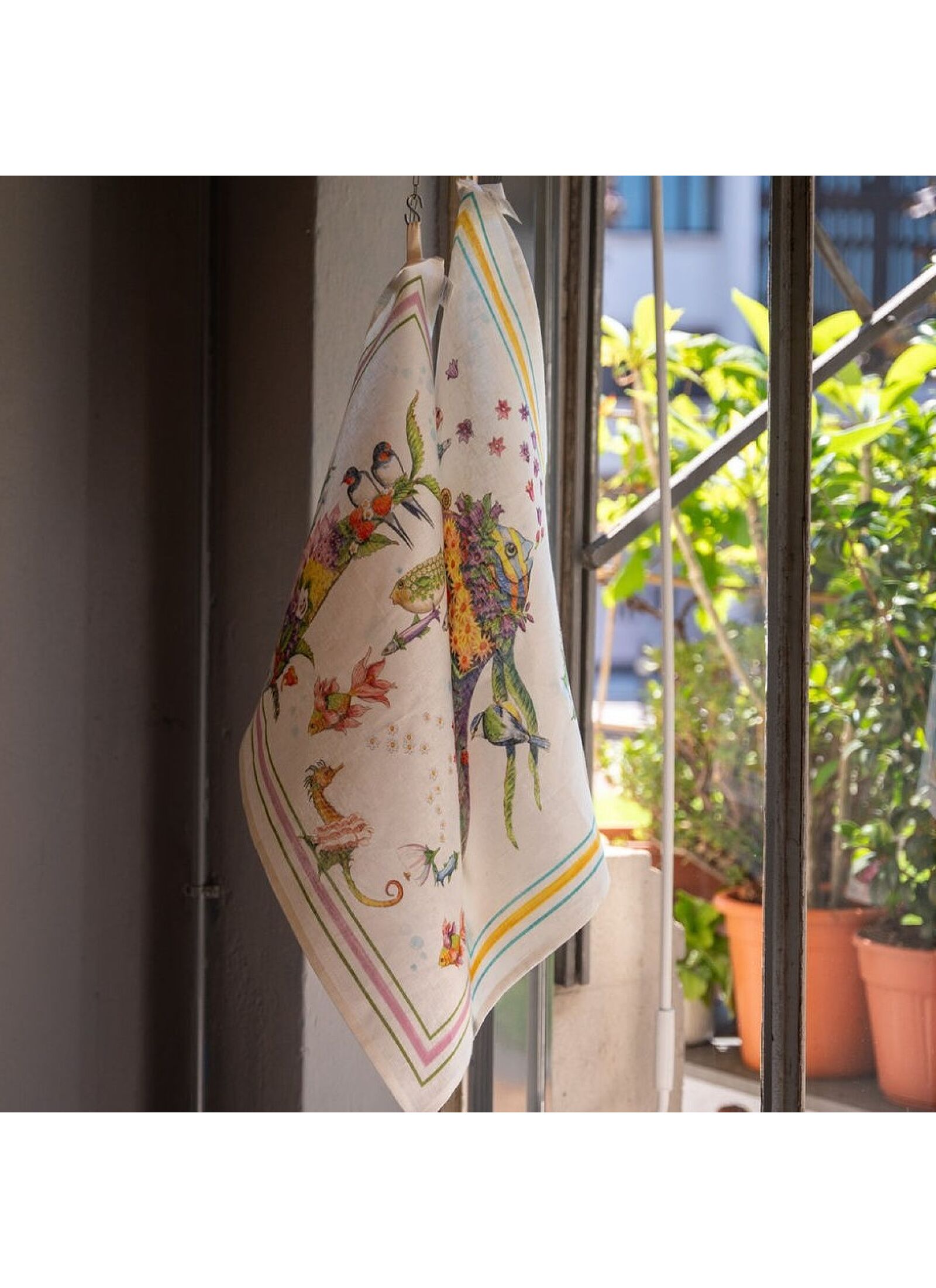 LINEN KITCHEN TOWEL PESCIFLORA PINK