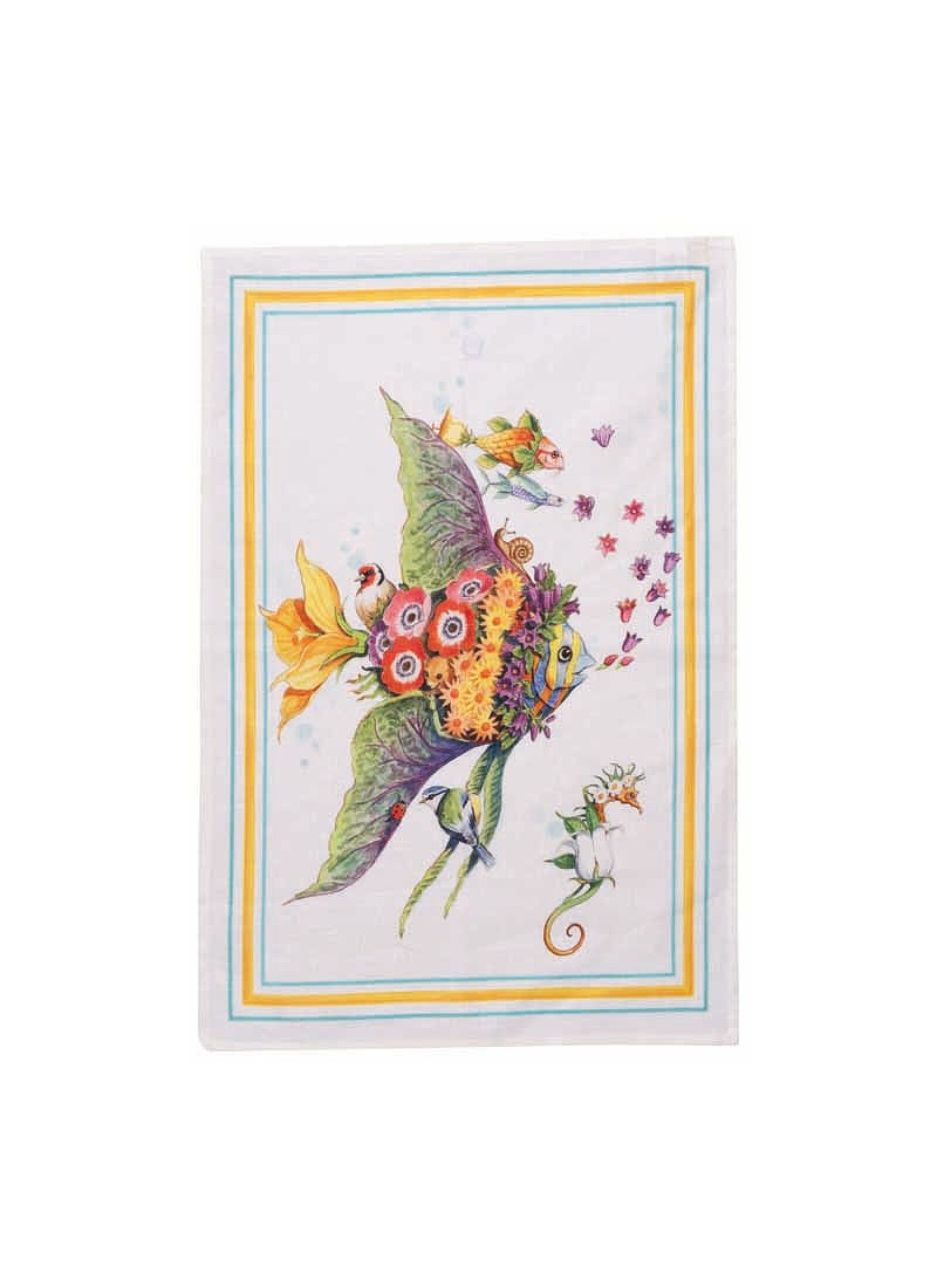 LINEN KITCHEN TOWEL PESCIFLORA TURQUOISE