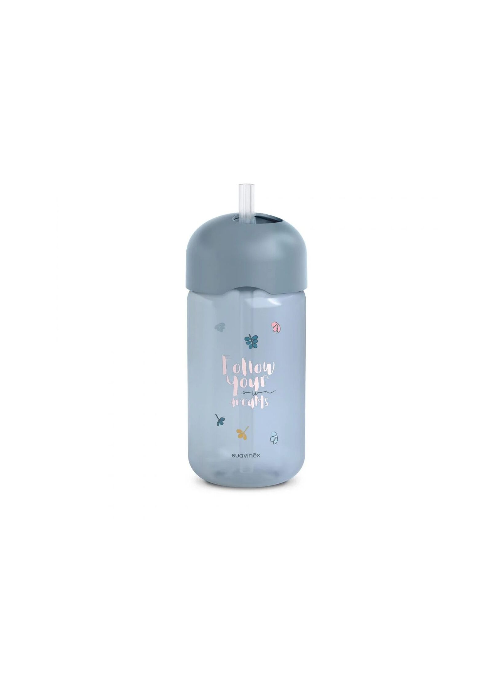 BOTTLE WITH SILICONE STRAW 340ML BEAR BLUE