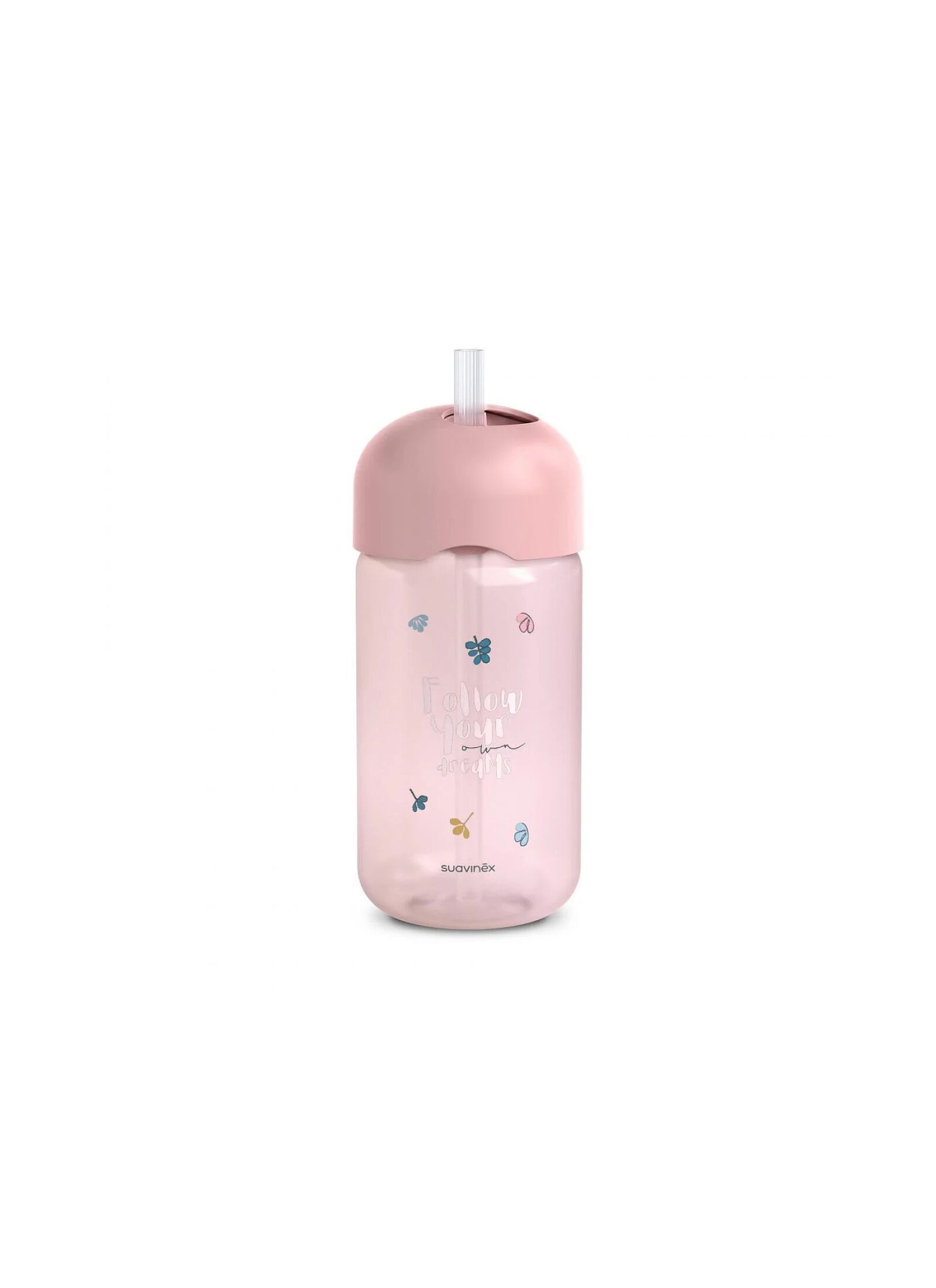BOTTLE WITH SILICONE STRAW 340ML BEAR PINK