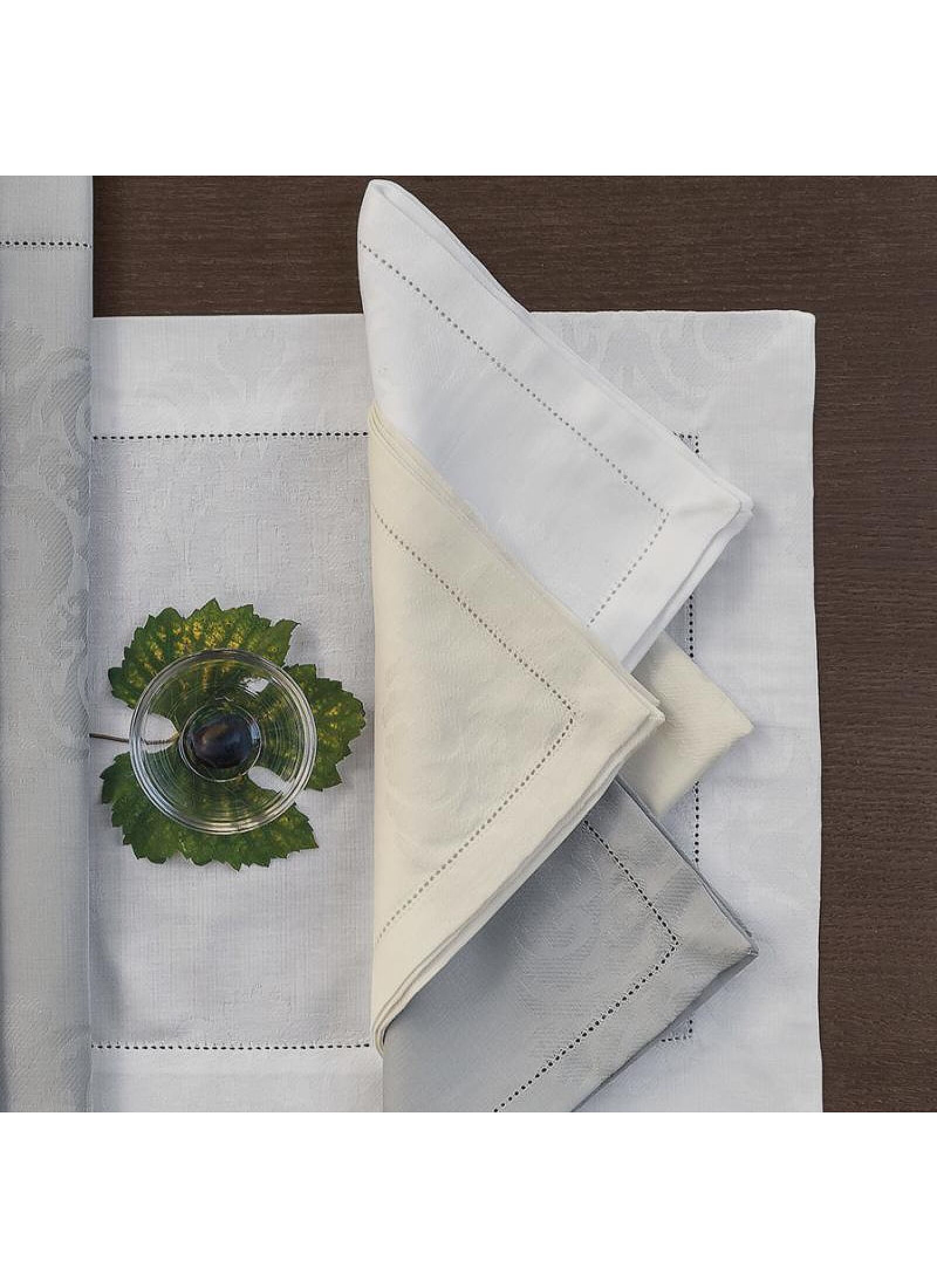 JACQUARD NAPKINS WITH AJOUR (6PCS) WHITE