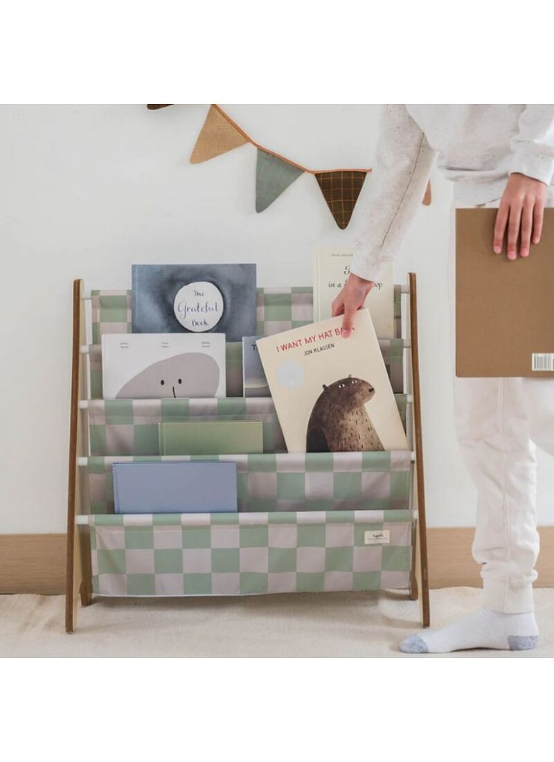 BOOK RACK CHECKERBOARD GREEN