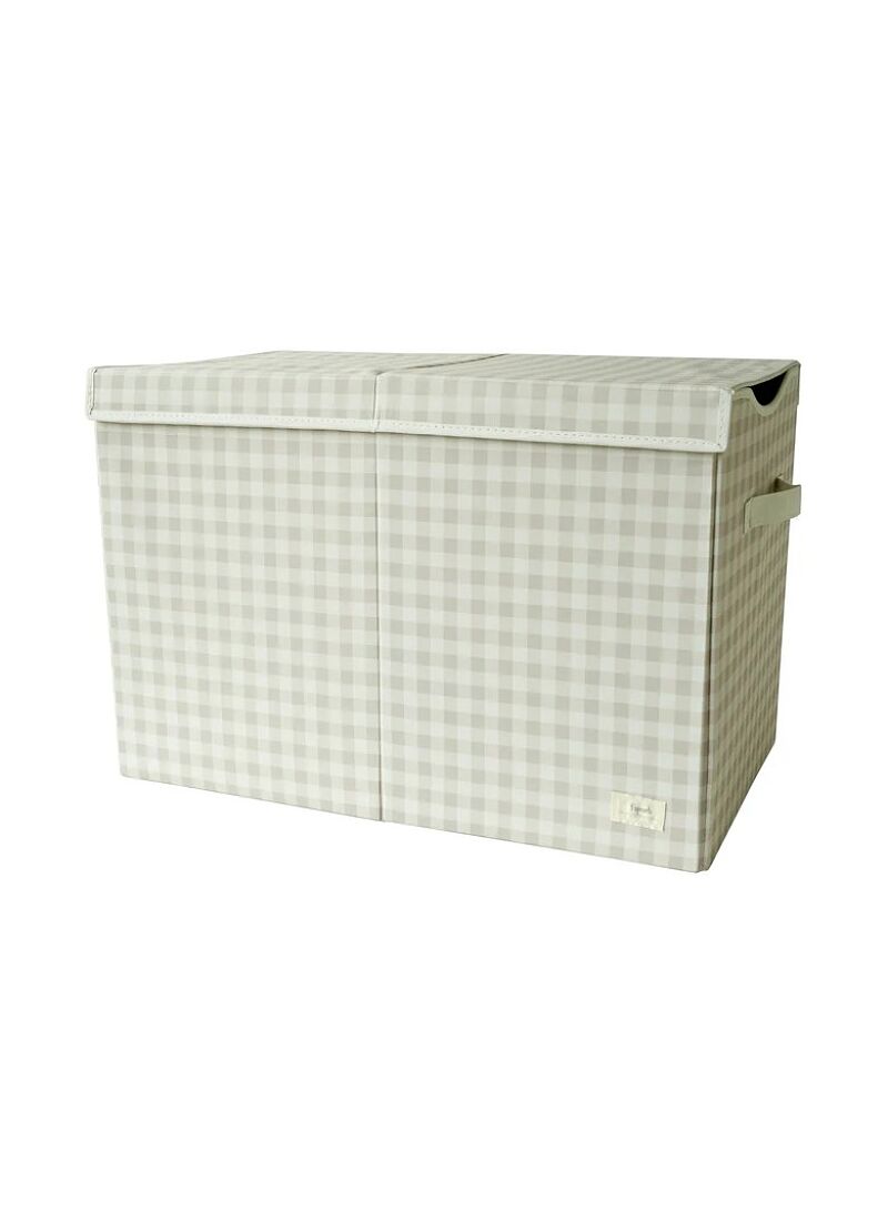 STRORAGE BOX WITH LID GINGHAM BEIGE