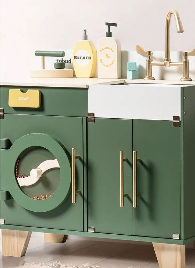 WOODEN WASHING MACHINE VINTAGE GREEN