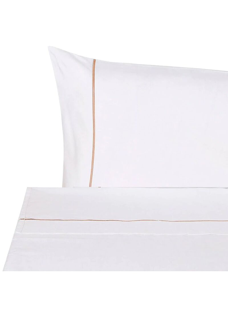 QUEEN SHEET SET CLASSIC WHITE-TAUPE