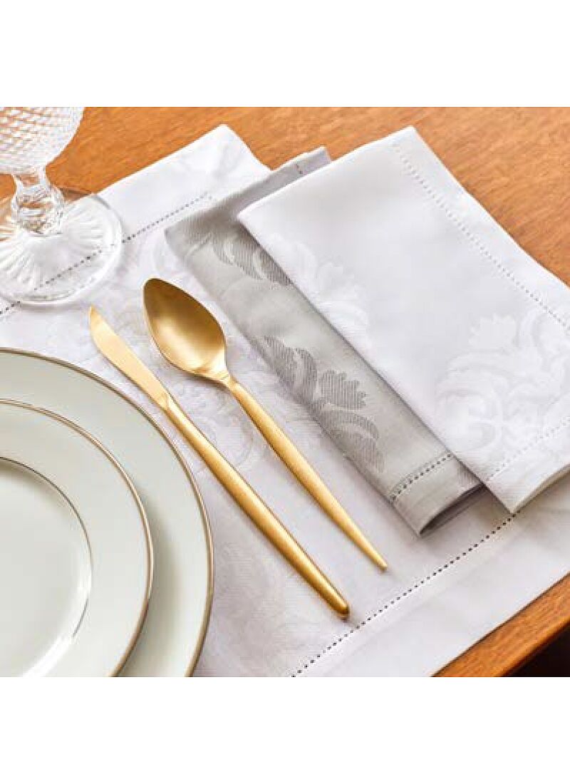 JACQUARD NAPKINS WITH AJOUR (6PCS) WHITE