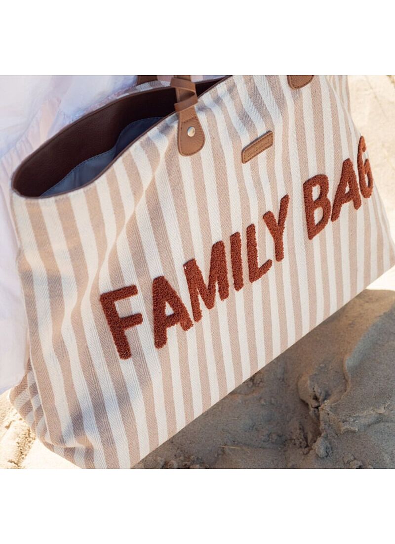 FAMILY BAG STRIPES NUDE-TERRACOTTA