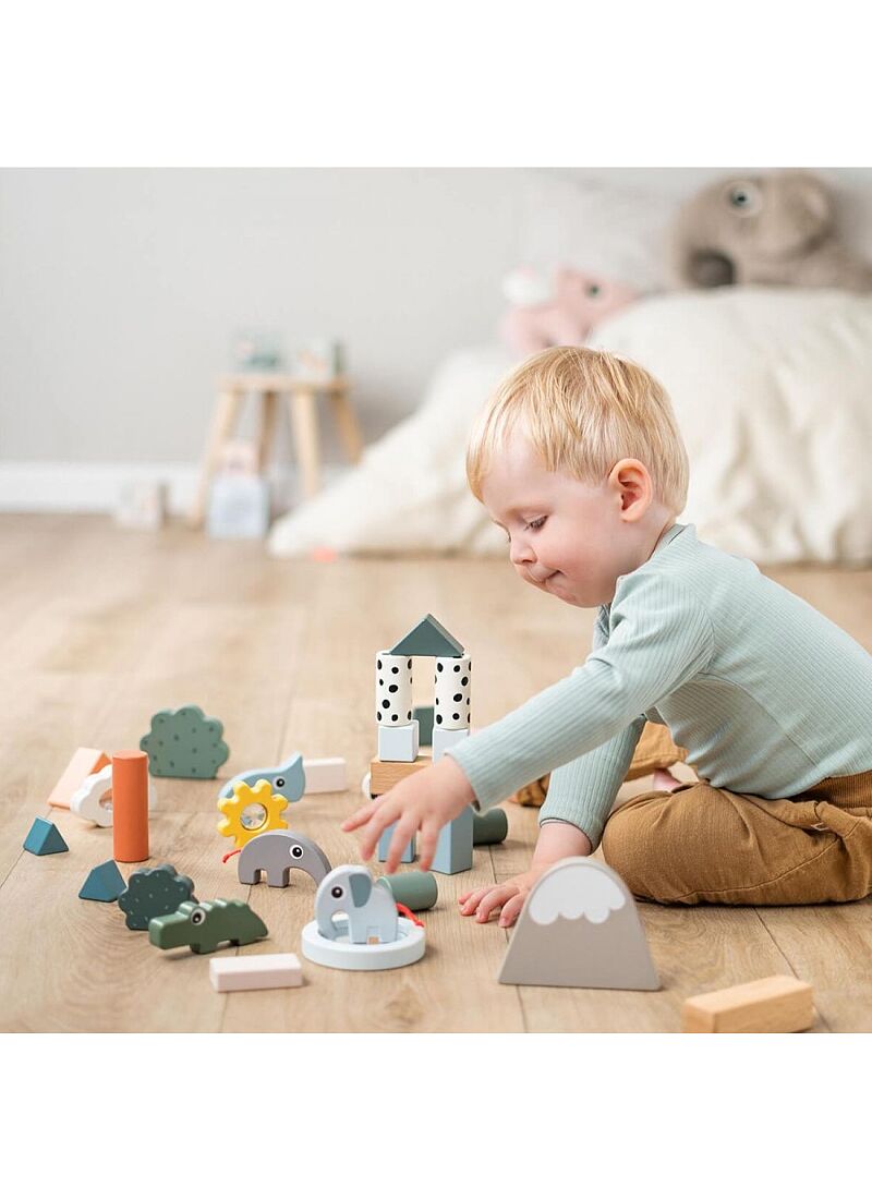 WOODEN ACTIVITY TOY BUILDING BLOCK DEER FRIENDS