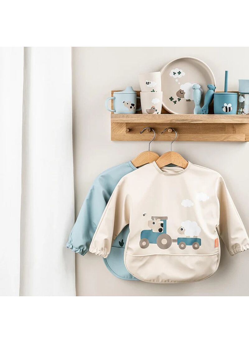 LONGSLEEVED BIB TINY FARM SAND