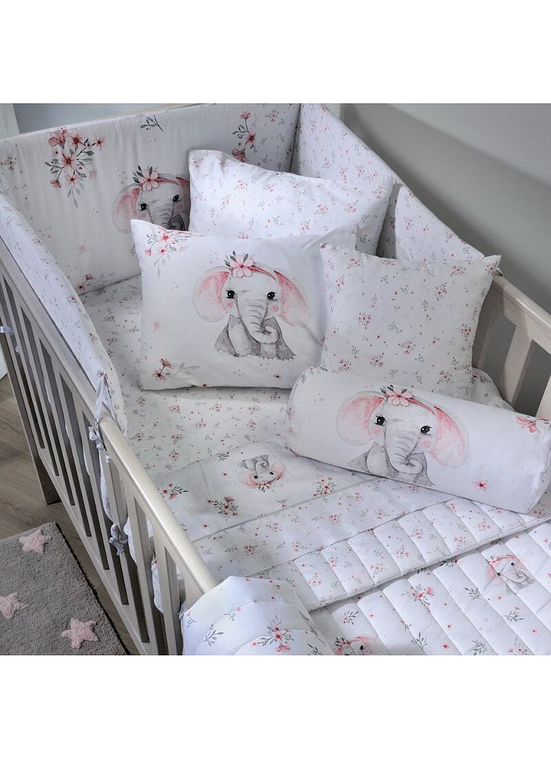 CRIB DUVET SATEEN ELEPHANT (BS855)