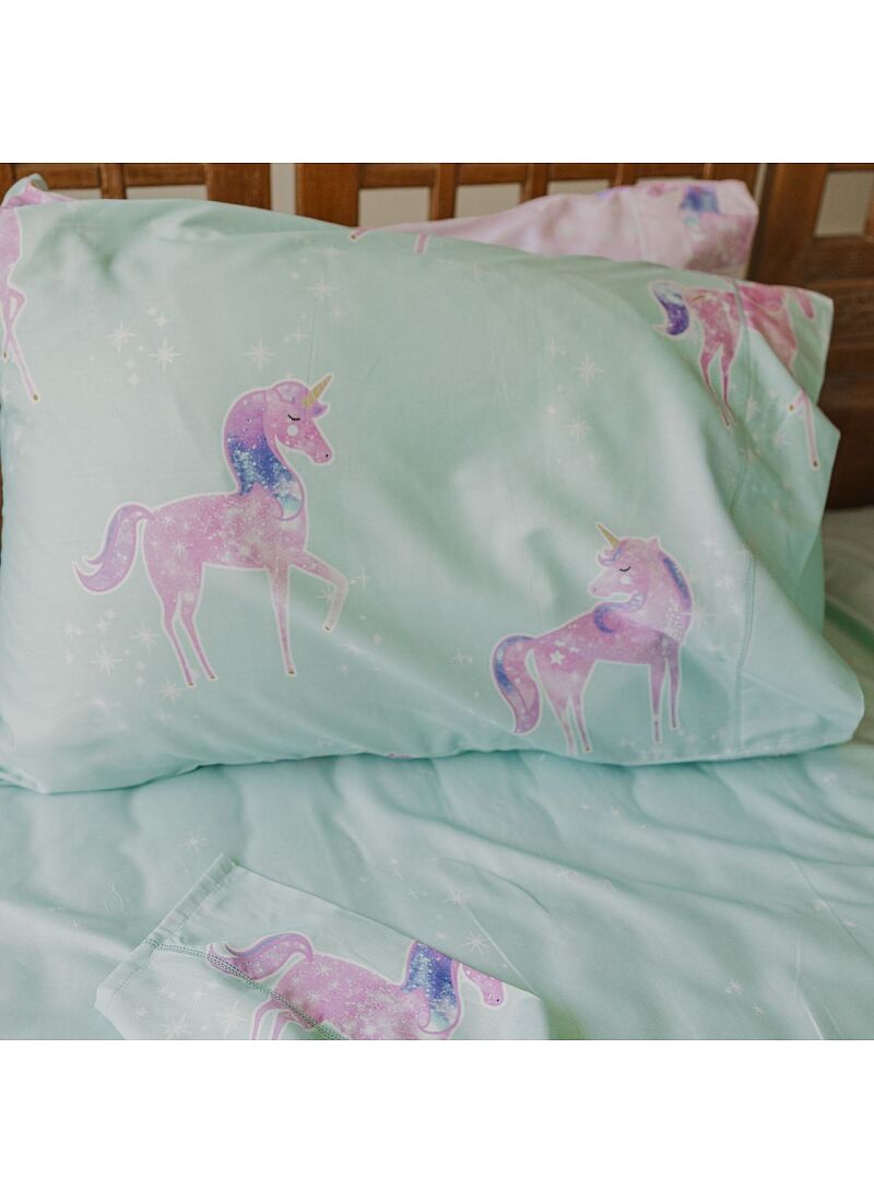 DOUBLE SHEET SET UNICORN AQUA (S881)