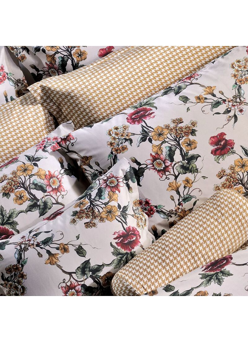 KING SIZE DUVET COVER SET BEIGE FLOWER (S868)