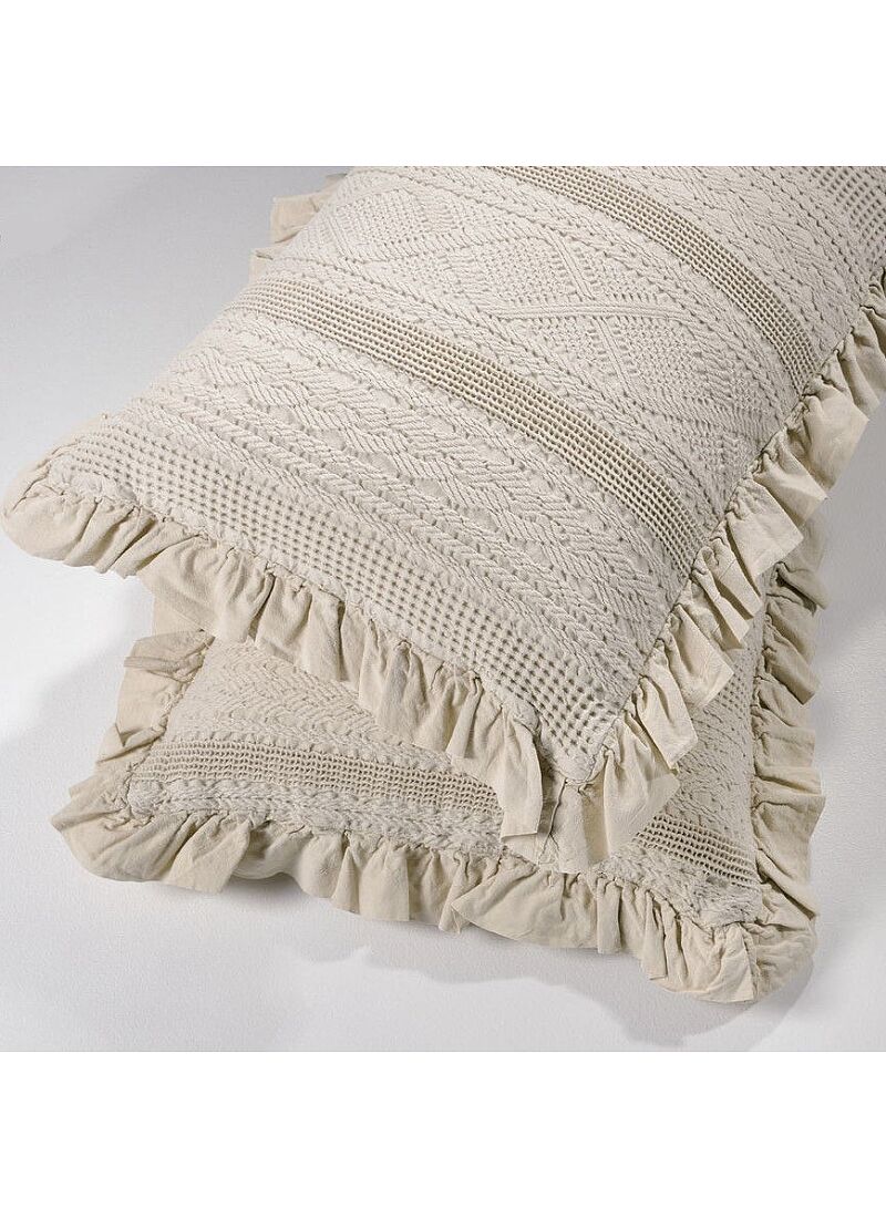 DECORATIVE PILLOWCASE KNITTED WITH VOLAN 454 BEIGE