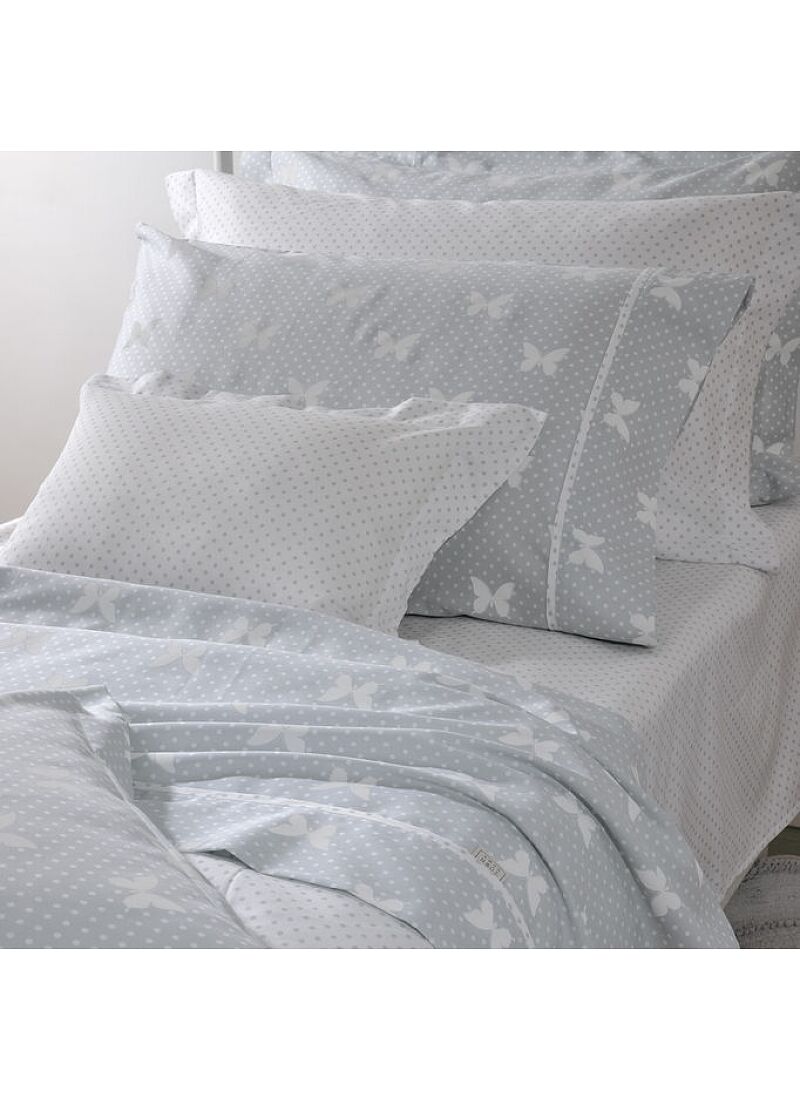 SINGLE SHEET SET GREY WITH DOTS AND BUTTERFLIES (S686)
