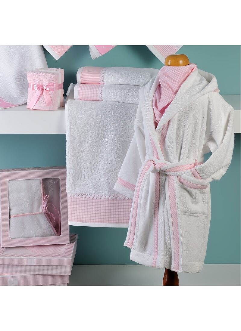 KID'S BATHROBE WHITE/PINK