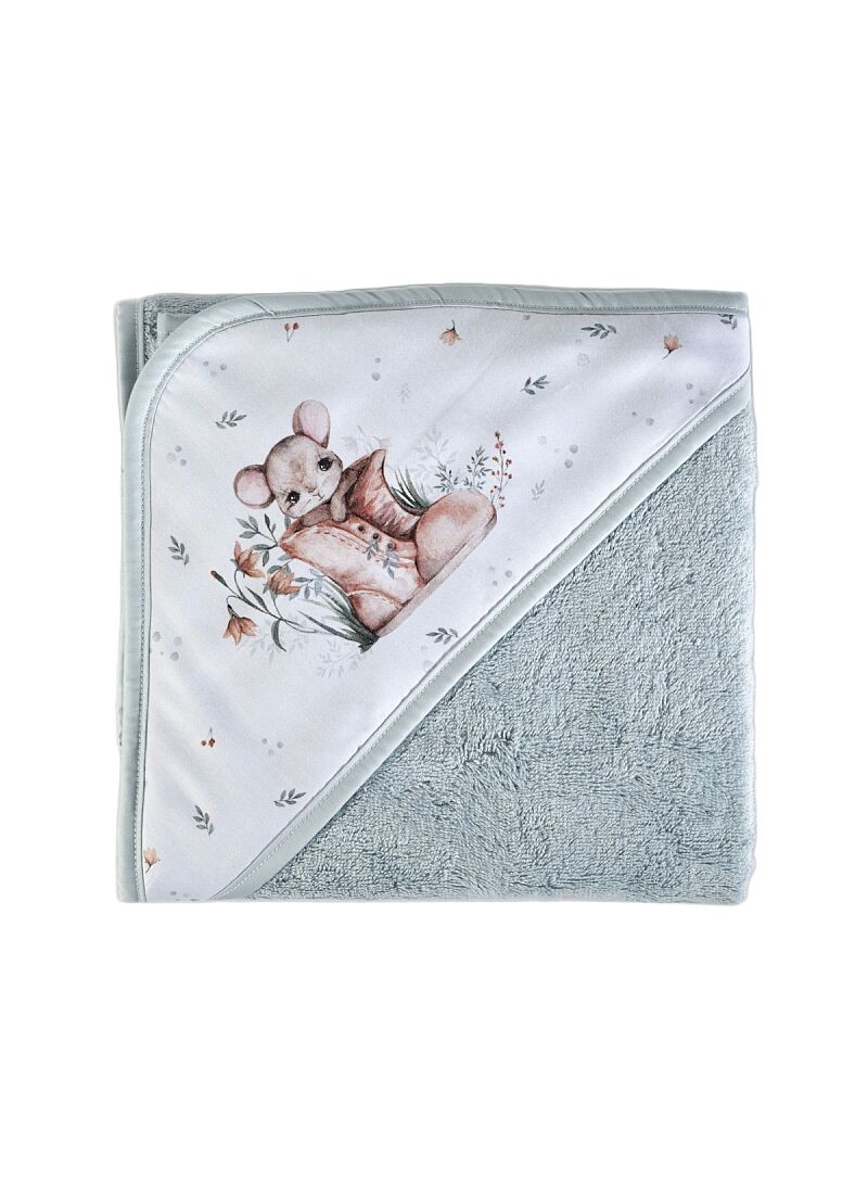 HOODED TOWEL MOUSE AQUA (S856)