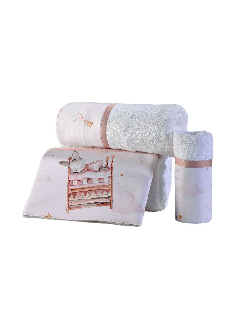 BAMBOO TOWEL SET (3 PCS) LITTLE BUNNY WHITE