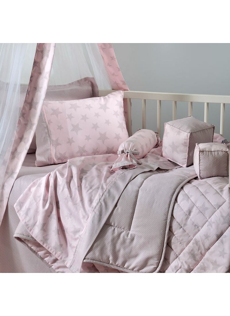 CRIB CANOPY SATEEN STARRY PINK (BS775)