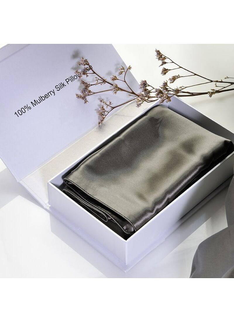 PILLOWCASE SILK DARK GREY