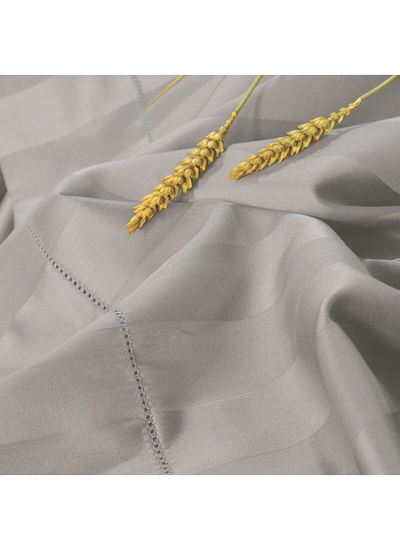SINGLE SHEET SET SATEEN ZAQUARD GREY WITH AJOUR