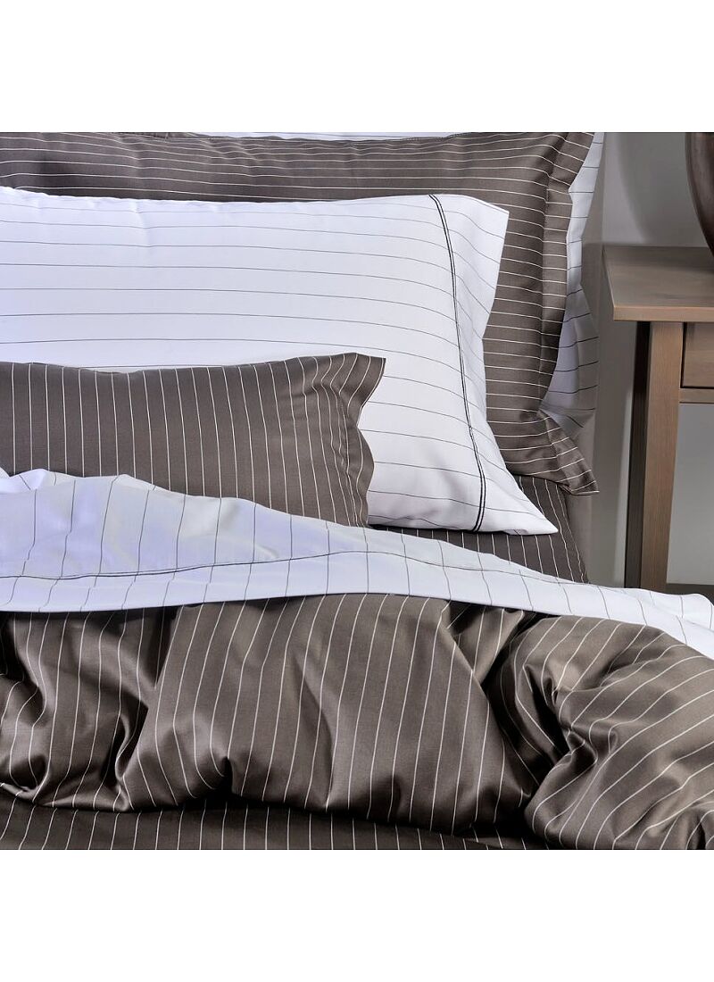 DOUBLE SHEET SET PIN STRIPE D.GREY (S884)