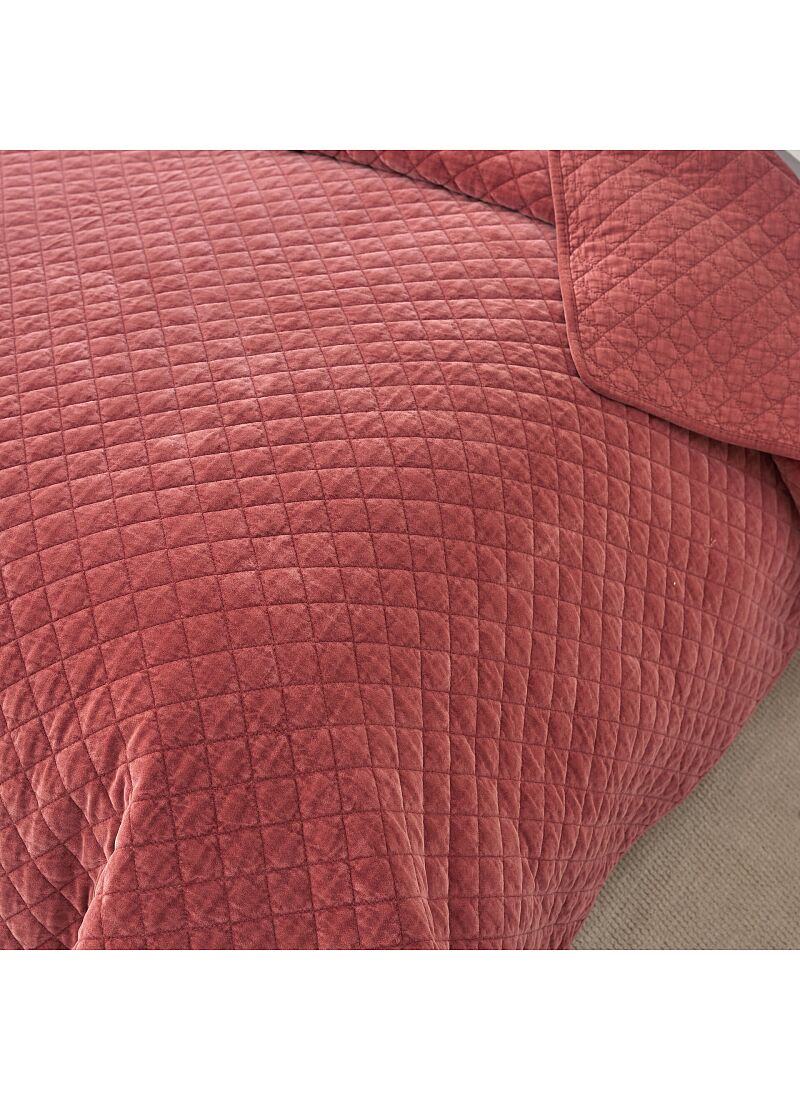 KING SIZE QUILT SET VELVET BRICK RED