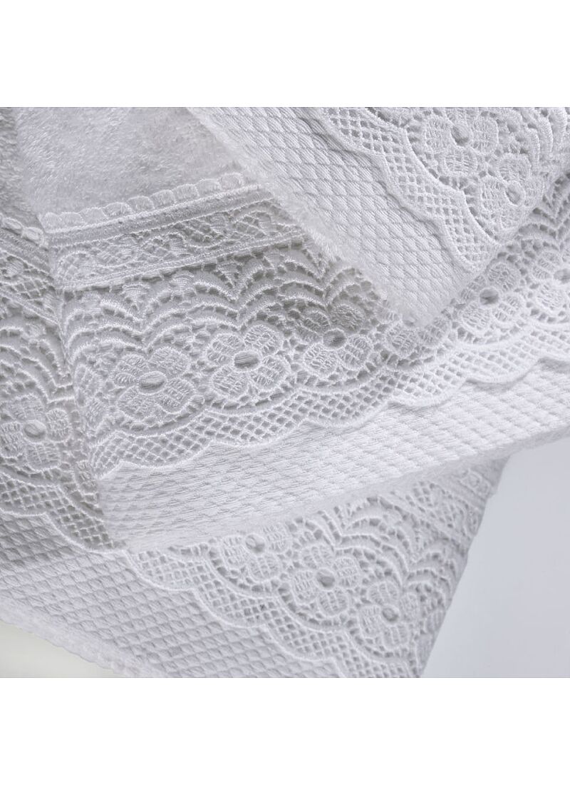 3 PC TOWEL SET LACE WHITE