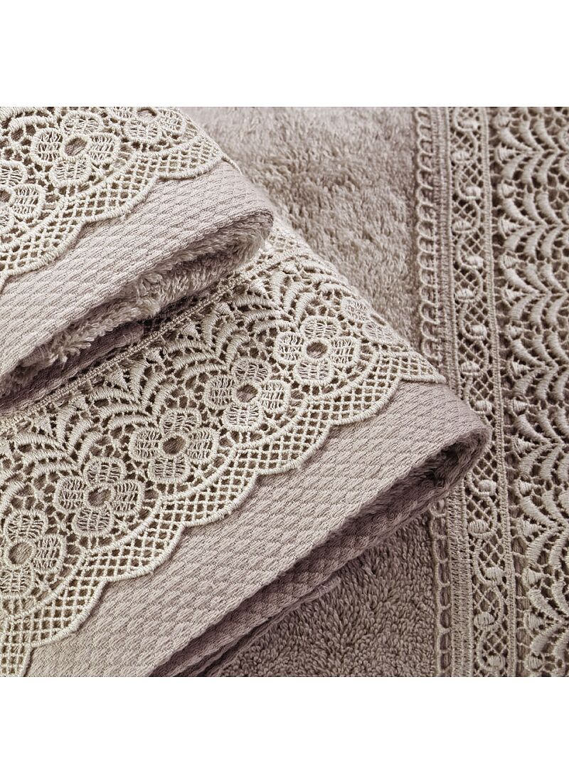 3 PC TOWEL SET LACE BEIGE