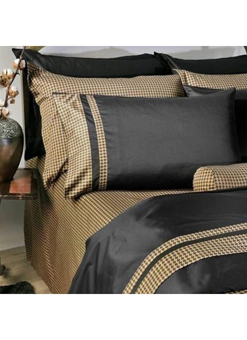QUEEN SHEET SET PIED DE POULE BLACK (S827)