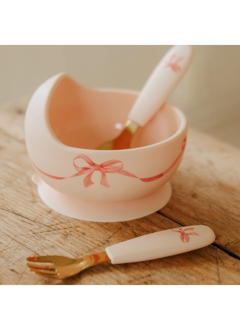 SILICONE DINNER SET ROSY BOW