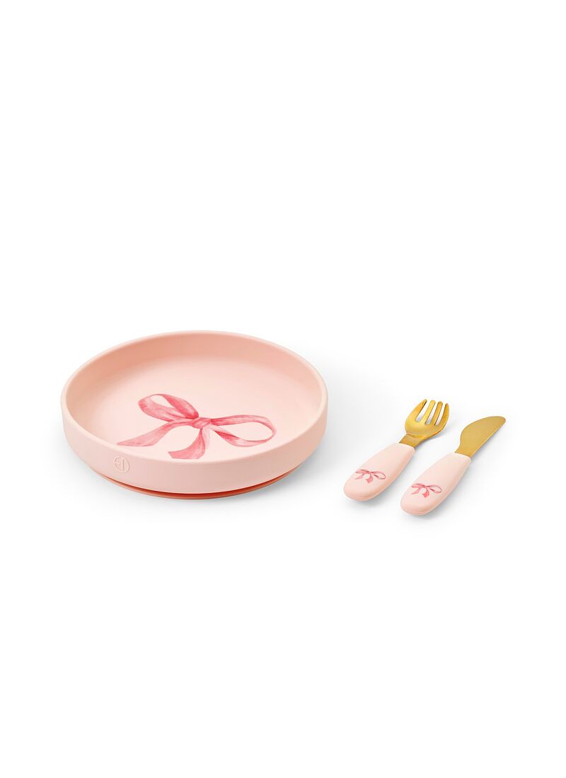 SILICONE DINING SET ROSY BOW