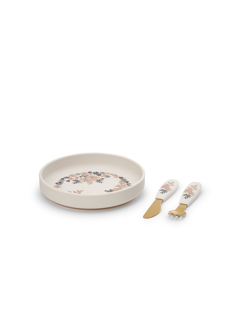 SILICONE DINING SET BLUE GARDEN