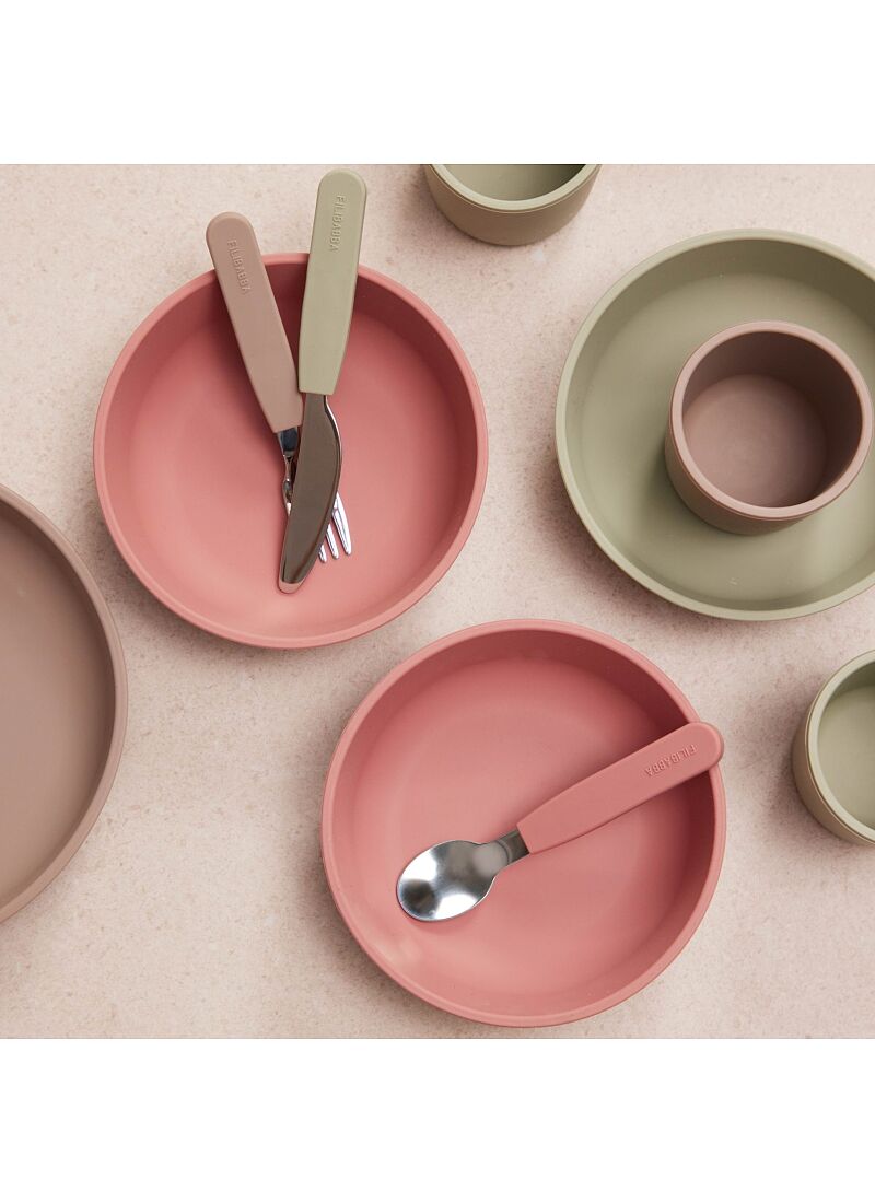 SILICONE DINNER SET WARM GREY