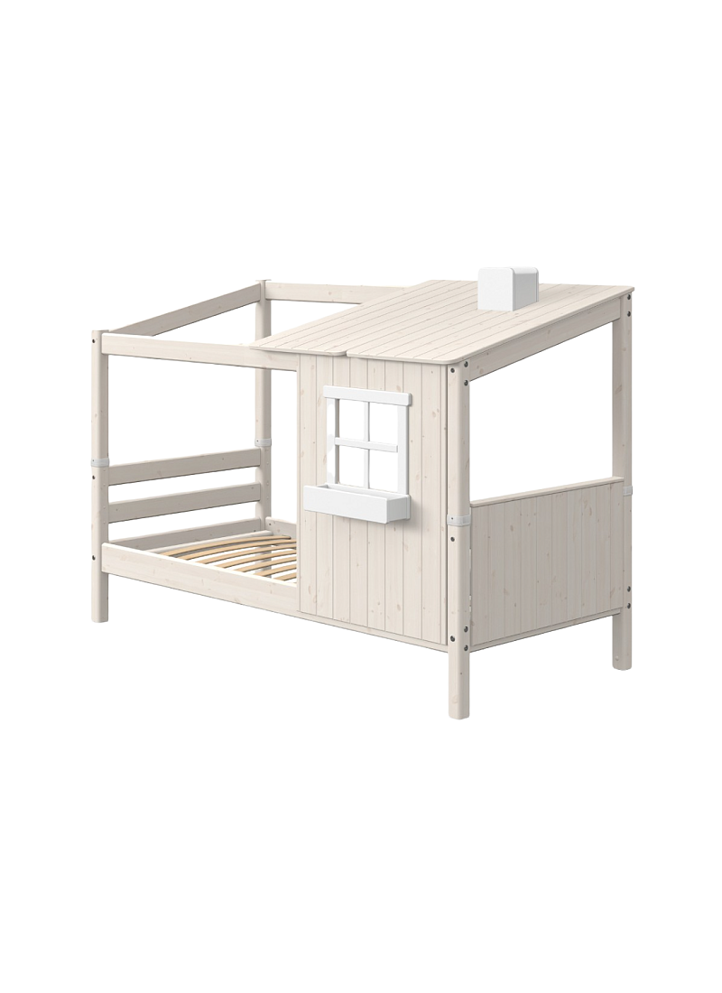 SINGLE BED CLASSIC 1/2 HOUSE WHITE WASHED (90X200)