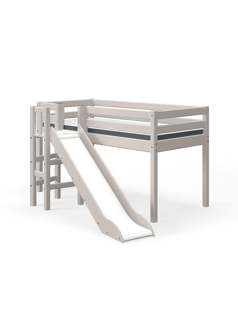 MID-HIGH SINGLE BED WITH PLATFORM AND SLIDE CLASSIC GREY WASHED (90X200)