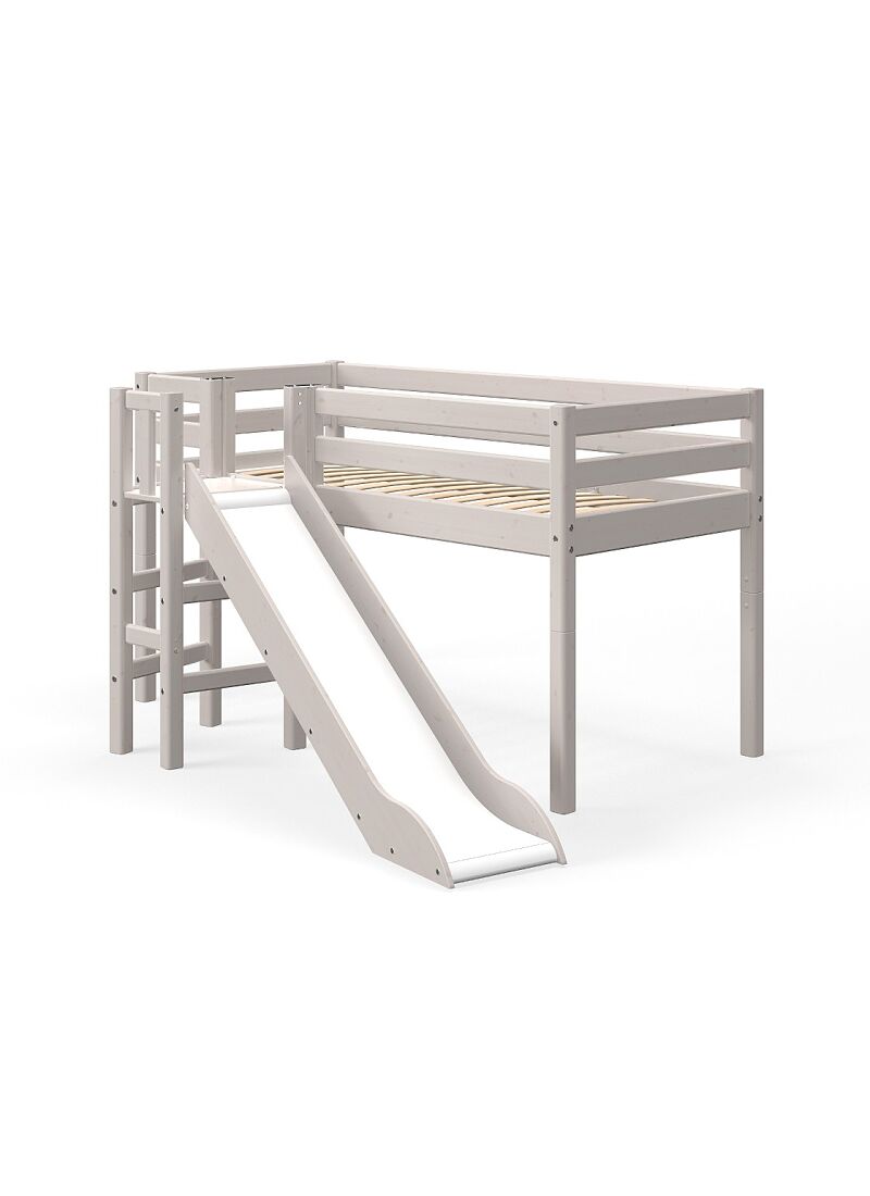MID-HIGH SINGLE BED WITH PLATFORM AND SLIDE CLASSIC GREY WASHED (90X200)