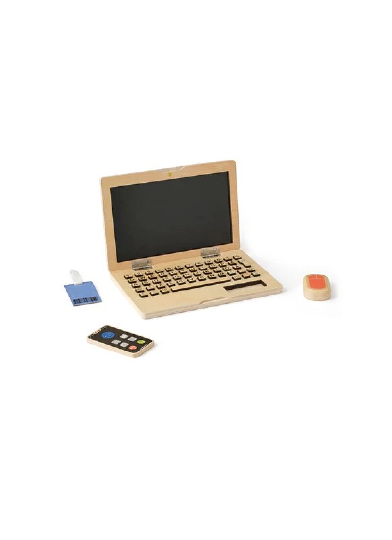 WOODEN TOY DESK SET-LAPTOP