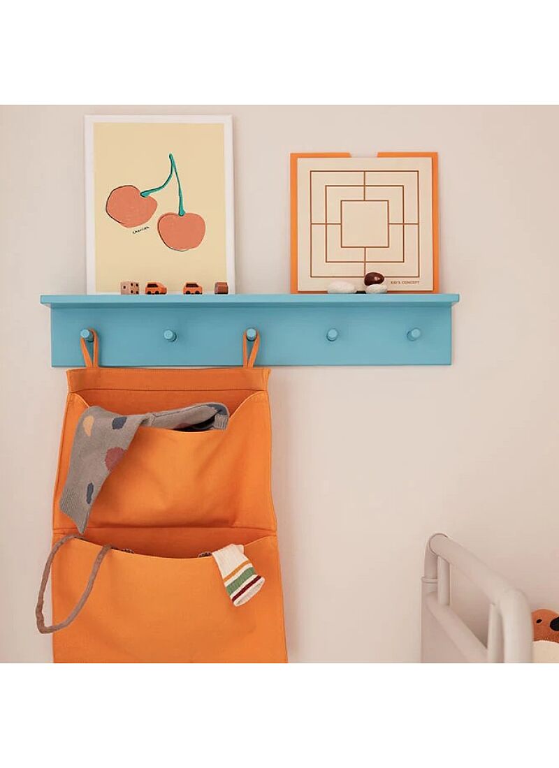 WALL SHELF WITH HOOKS STAR BLUE