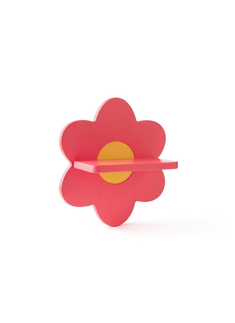 WOODEN WALL SHELF KID'S BASE PINK FLOWER