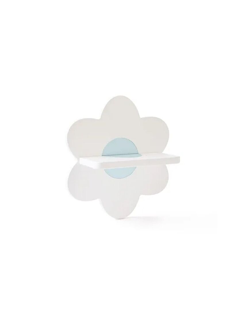 WOODEN WALL SHELF KID'S BASE WHITE FLOWER