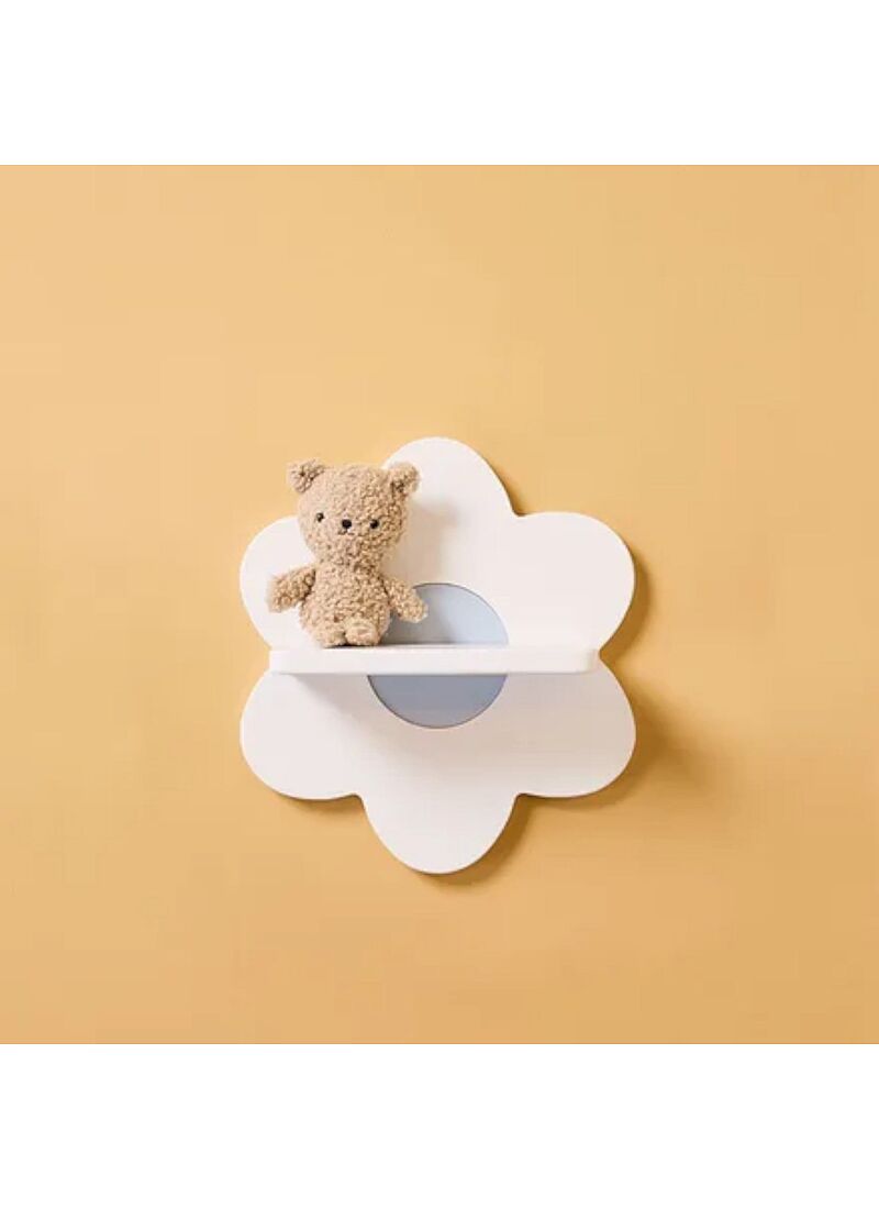 WOODEN WALL SHELF KID'S BASE WHITE FLOWER