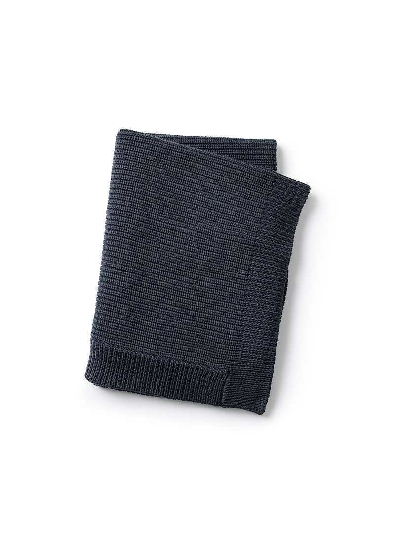 CRADLE BLANKET (75X100) WOOL KNITTED JUNIPER BLUE