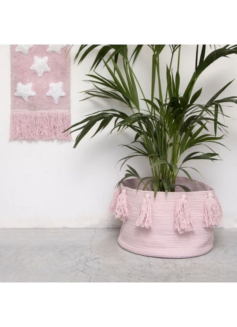 BASKET TASSELS PINK (30X45)