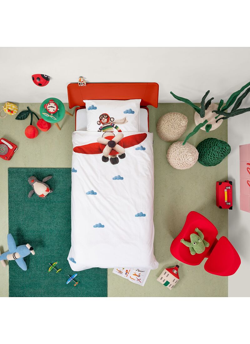 SINGLE DUVET COVER AIRPLANE MONKEY