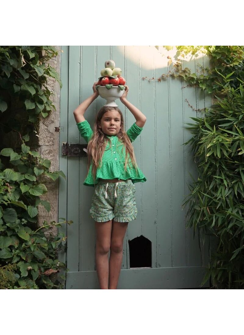 KNITTED CARDIGAN CYPRES FRILL KELLY GREEN