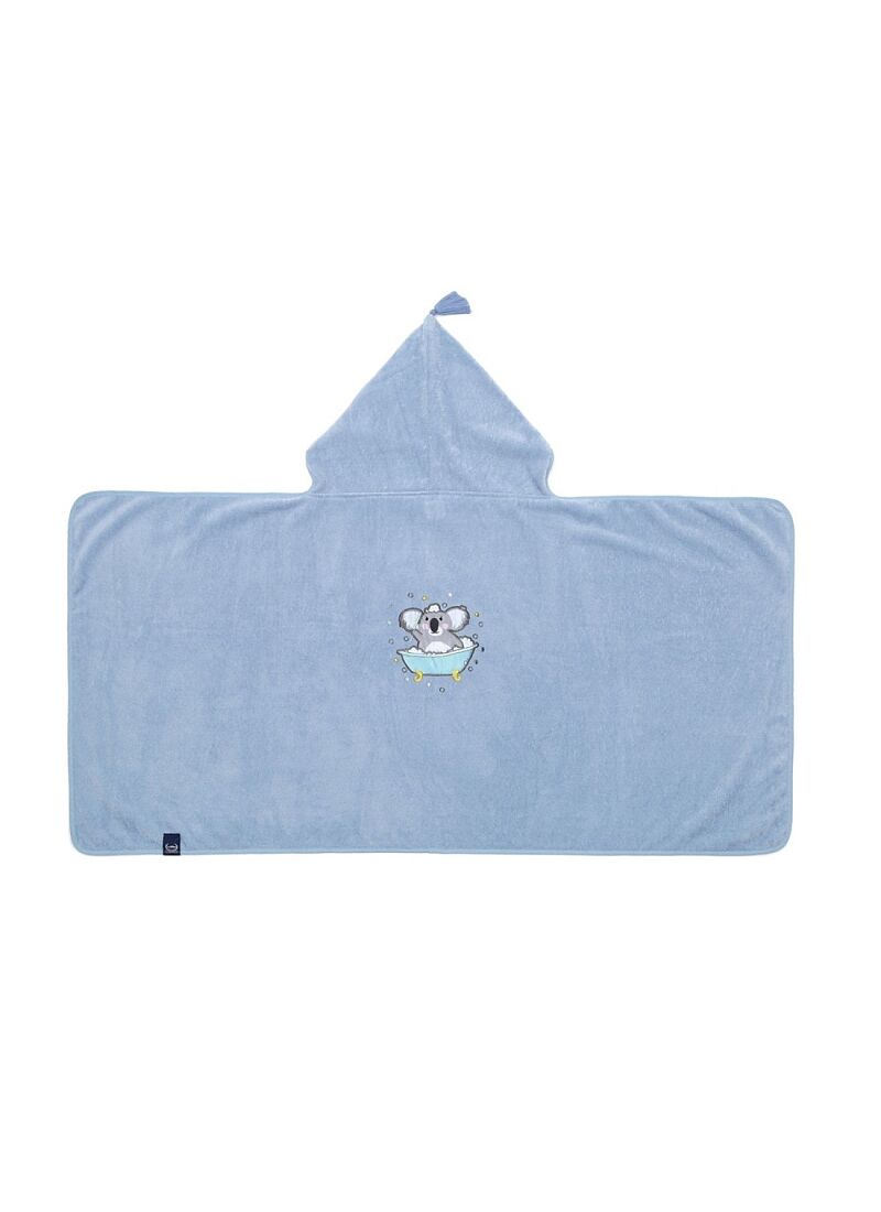 KID'S CUDDLE N DRY TOWEL BAMBOO HELLO WORLD DUSTY BLUE