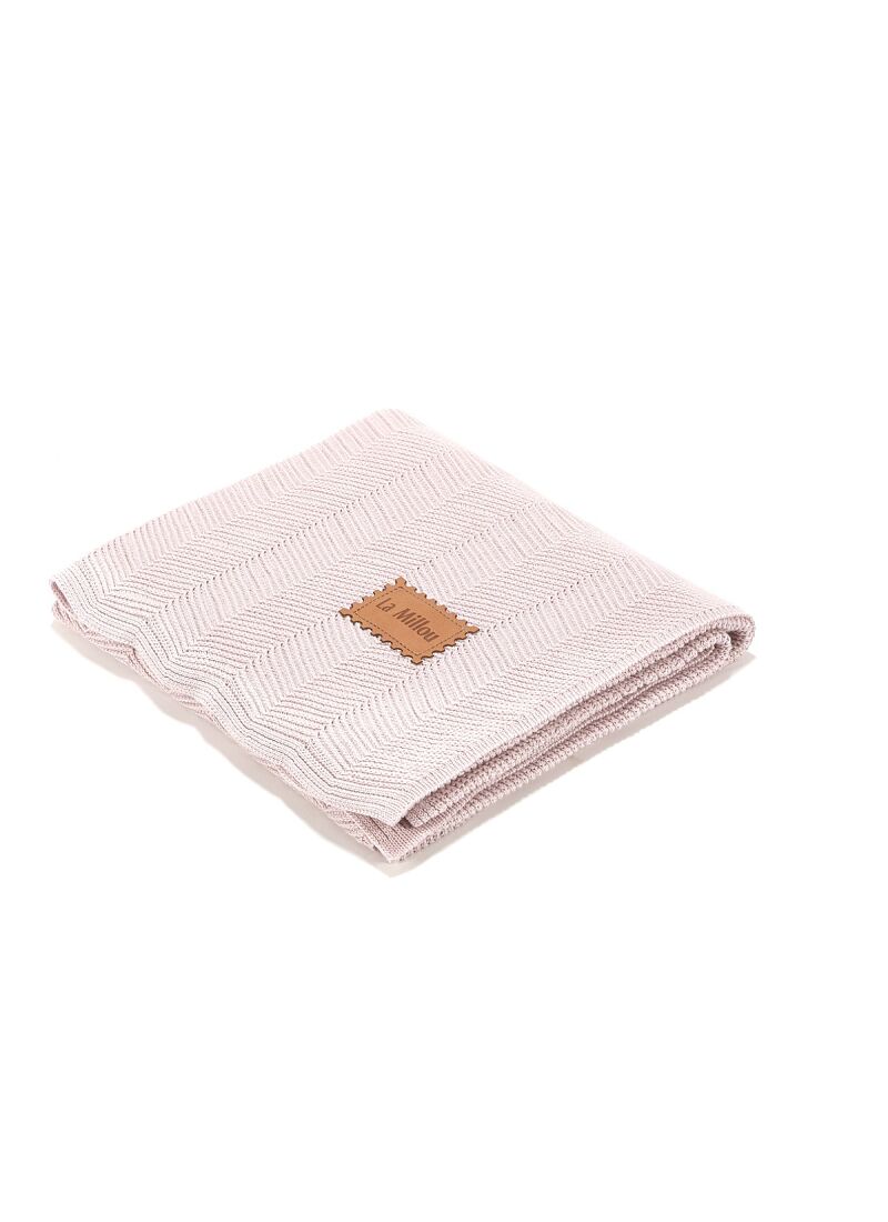 CRADLE BLANKET (80x90) HERRINGBONE BAMBOO LIGHT PINK