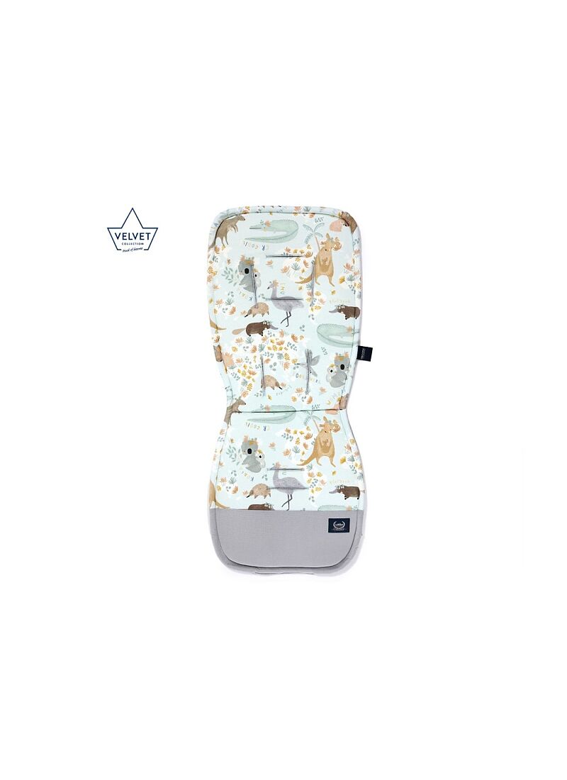 STROLLER PAD DUNDEE & FRIENDS BLUE VELVET GREY CLASSIC