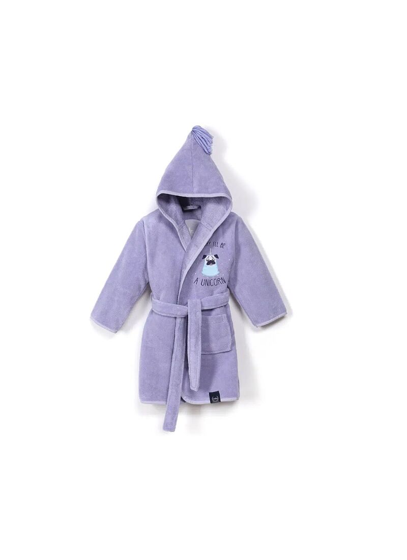 BABY BATHROBE MEDIUM (2-5Y) PURPLE DOGGY UNICORN