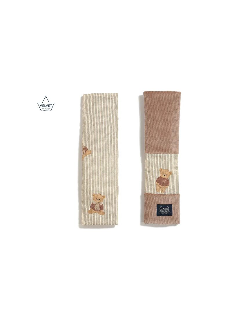 SEAT BELT COVER BABY BEAR VELVET MOCCA
